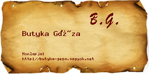 Butyka Géza névjegykártya